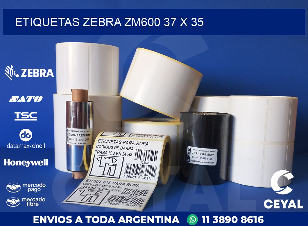 ETIQUETAS Zebra ZM600 37 x 35