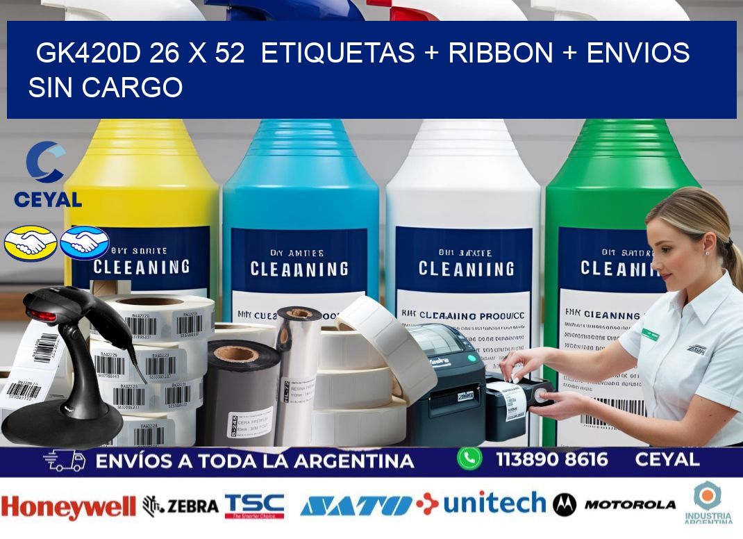 GK420D 26 x 52  etiquetas + ribbon + envios sin cargo