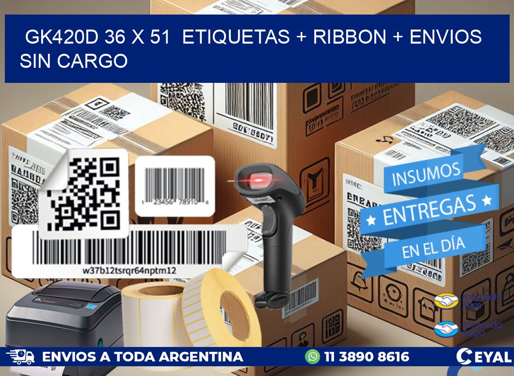 GK420D 36 x 51  etiquetas + ribbon + envios sin cargo