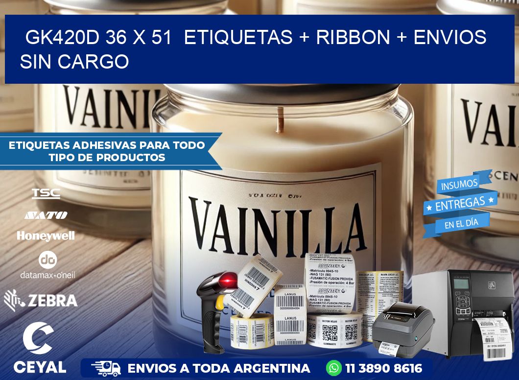 GK420D 36 x 51  etiquetas + ribbon + envios sin cargo
