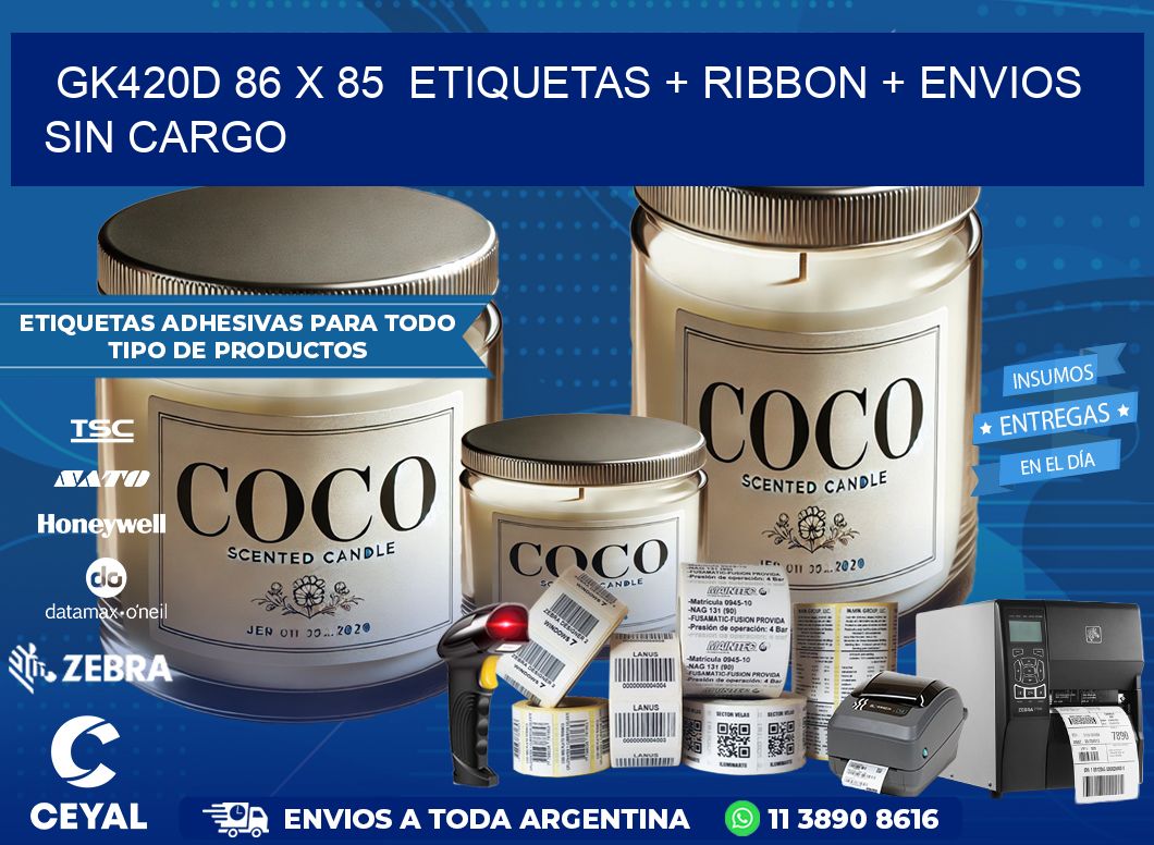 GK420D 86 x 85  etiquetas + ribbon + envios sin cargo