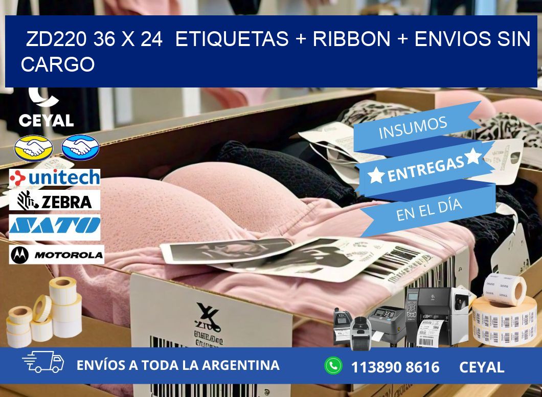 ZD220 36 x 24  etiquetas + ribbon + envios sin cargo