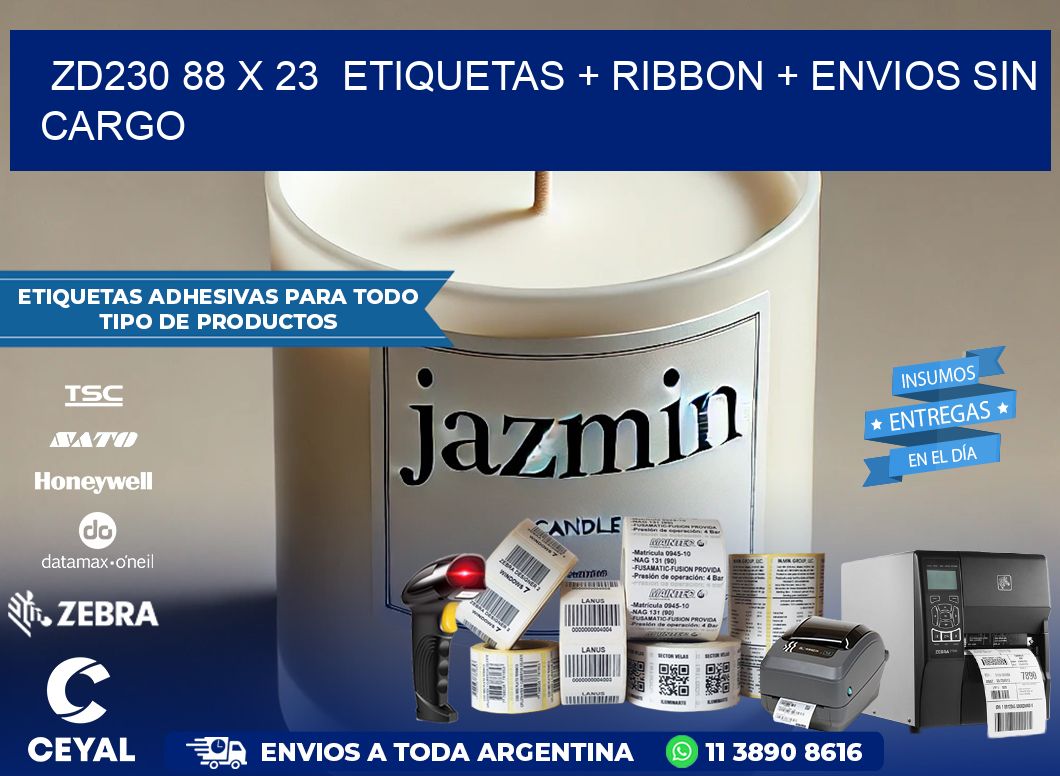 ZD230 88 x 23  etiquetas + ribbon + envios sin cargo