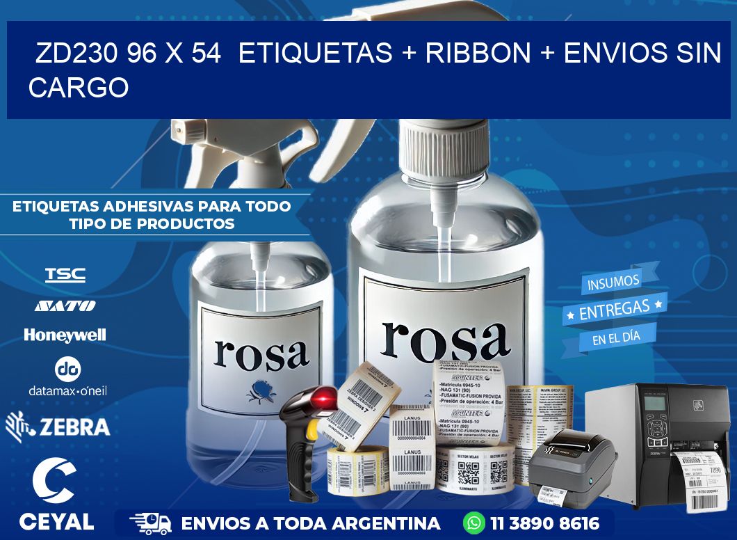 ZD230 96 x 54  etiquetas + ribbon + envios sin cargo