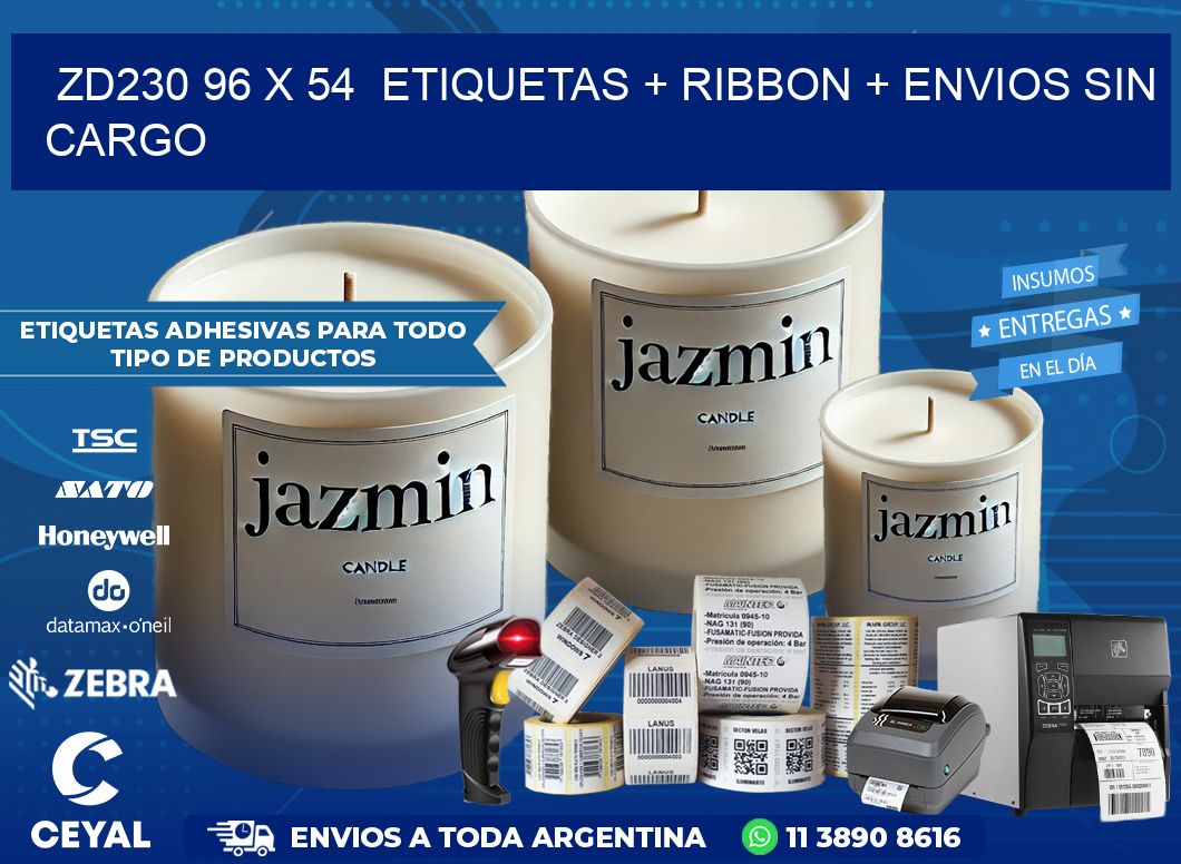 ZD230 96 x 54  etiquetas + ribbon + envios sin cargo