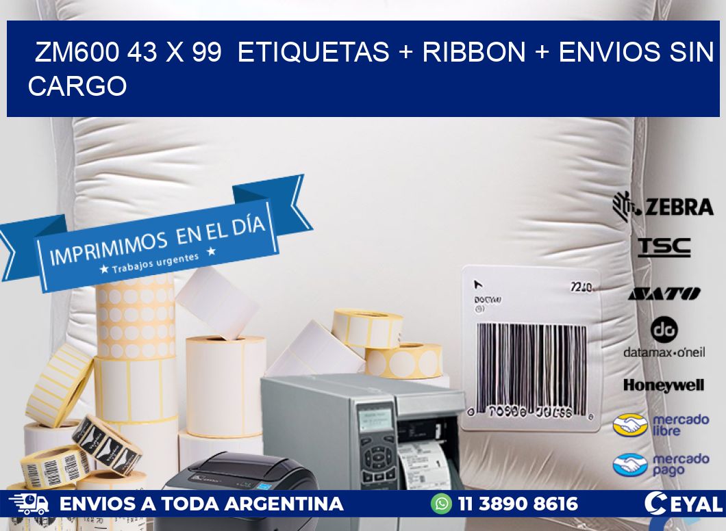 ZM600 43 x 99  etiquetas + ribbon + envios sin cargo