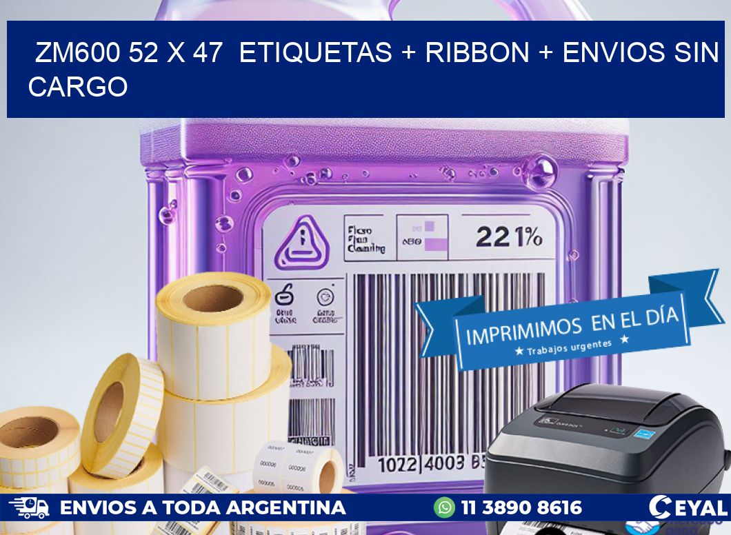ZM600 52 x 47  etiquetas + ribbon + envios sin cargo