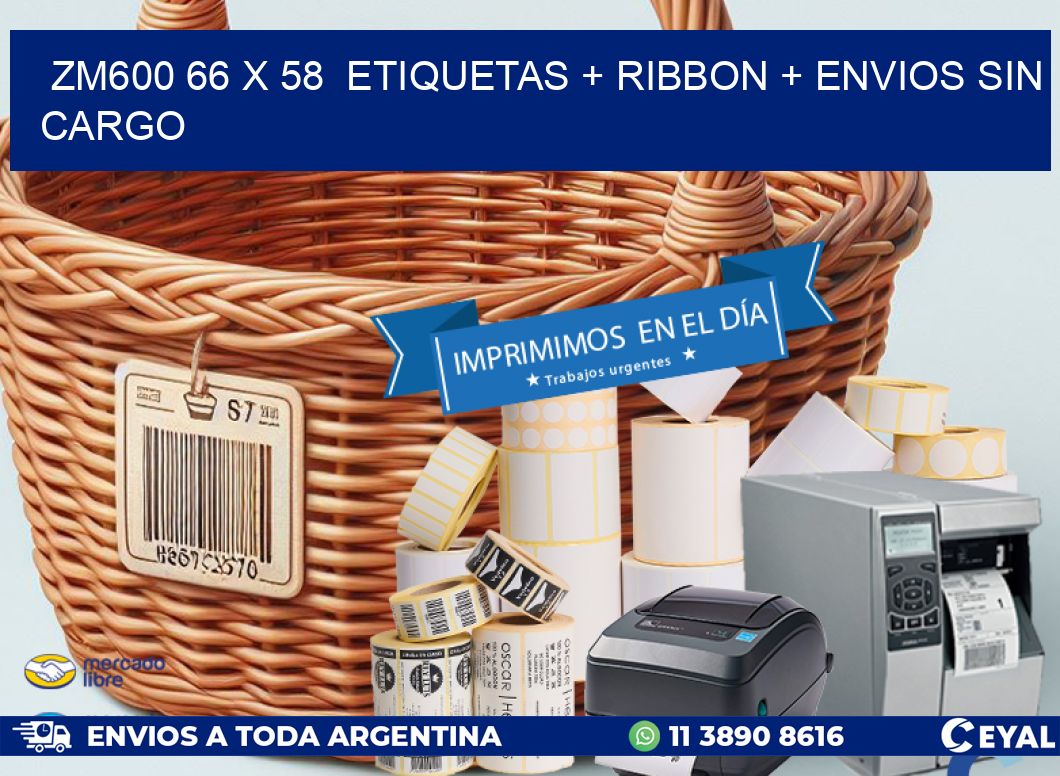 ZM600 66 x 58  etiquetas + ribbon + envios sin cargo