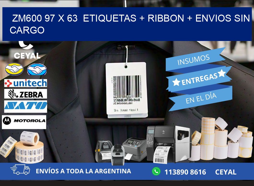 ZM600 97 x 63  etiquetas + ribbon + envios sin cargo