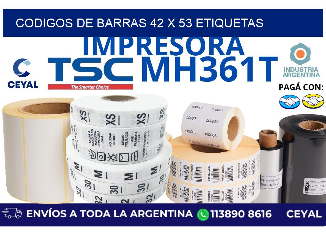 codigos de barras 42 x 53 etiquetas