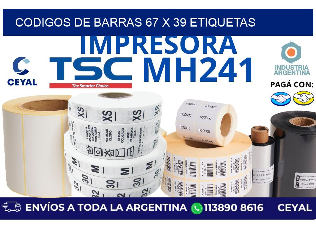 codigos de barras 67 x 39 etiquetas