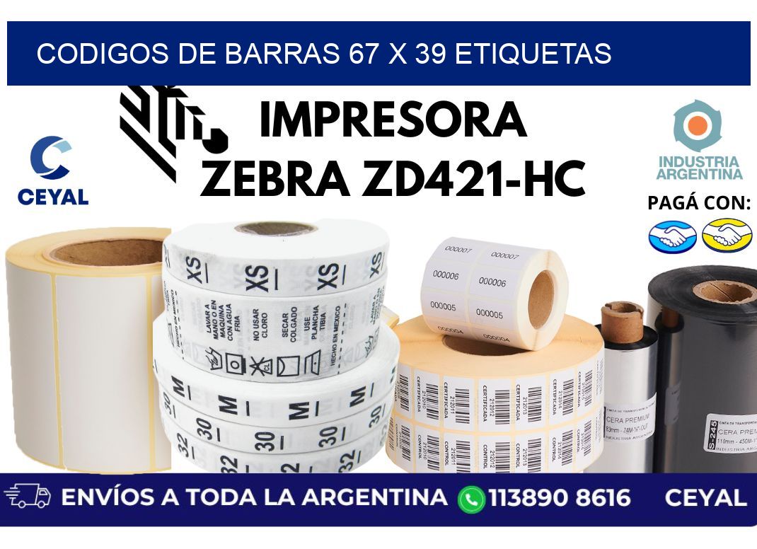 codigos de barras 67 x 39 etiquetas
