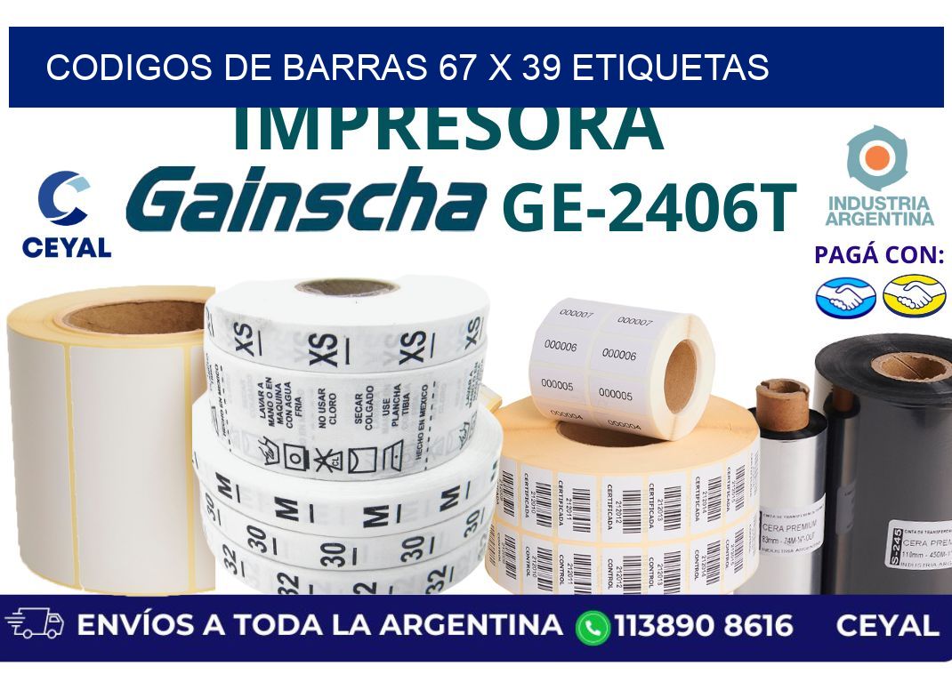 codigos de barras 67 x 39 etiquetas