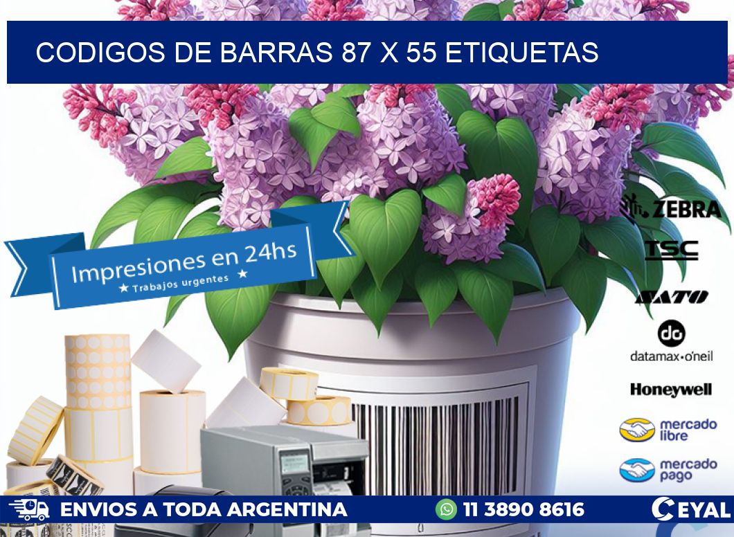 codigos de barras 87 x 55 etiquetas