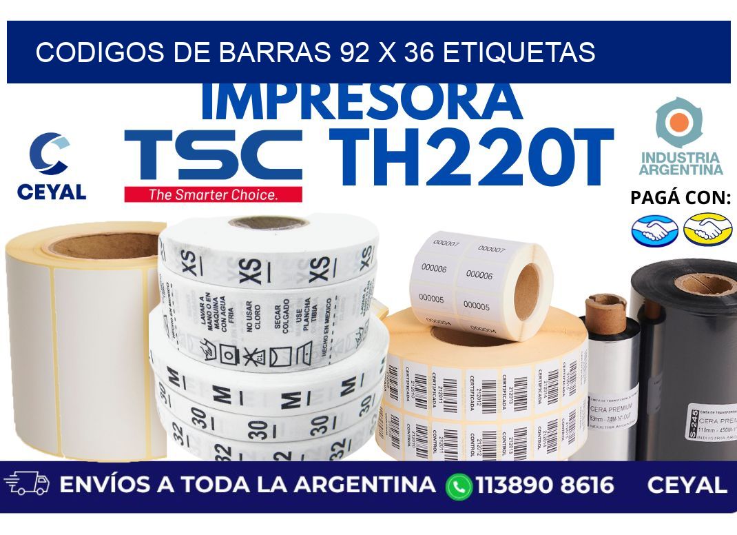 codigos de barras 92 x 36 etiquetas