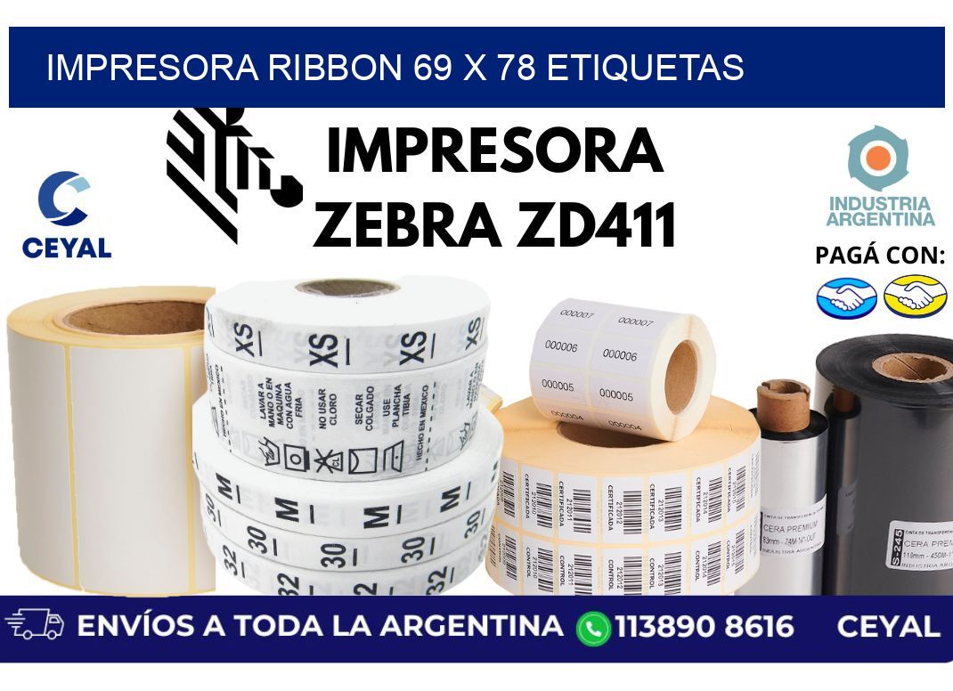 impresora ribbon 69 x 78 etiquetas