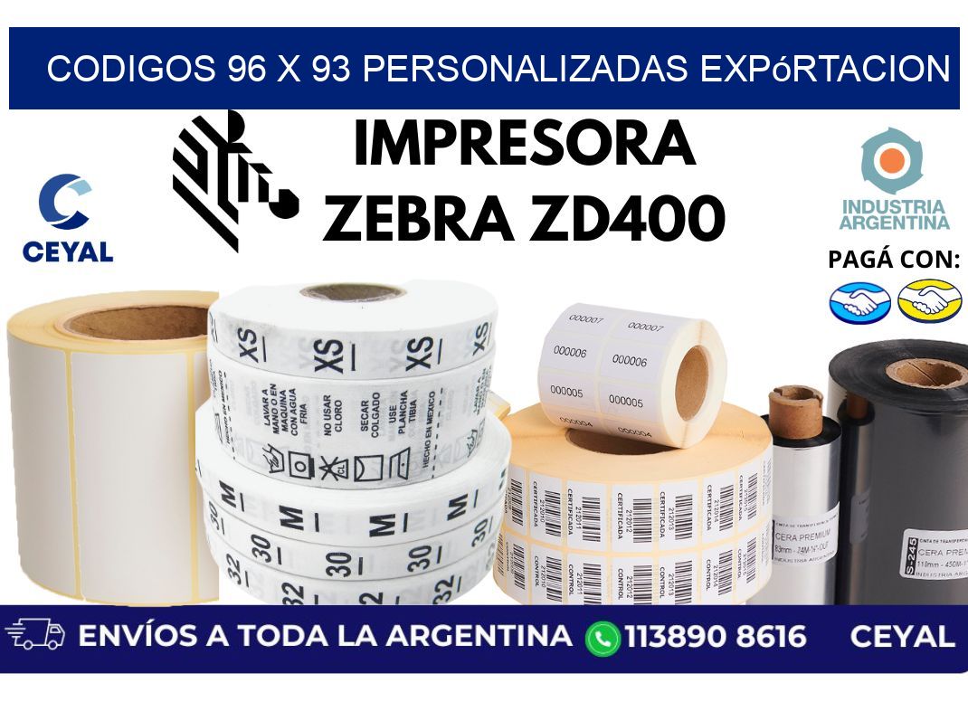 codigos 96 x 93 personalizadas expórtacion