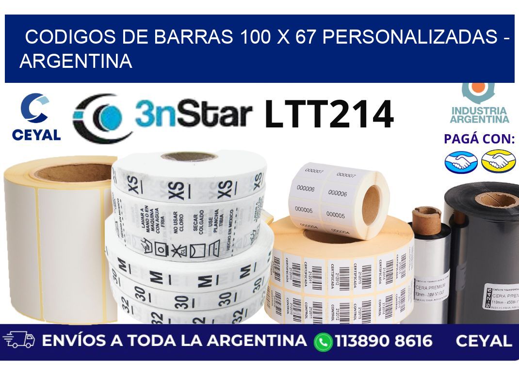 codigos de barras 100 x 67 personalizadas - Argentina