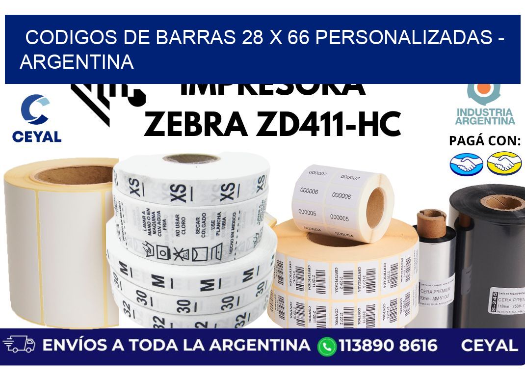codigos de barras 28 x 66 personalizadas - Argentina