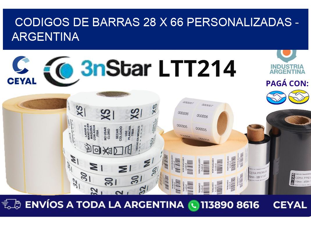 codigos de barras 28 x 66 personalizadas - Argentina