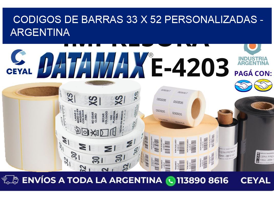 codigos de barras 33 x 52 personalizadas - Argentina