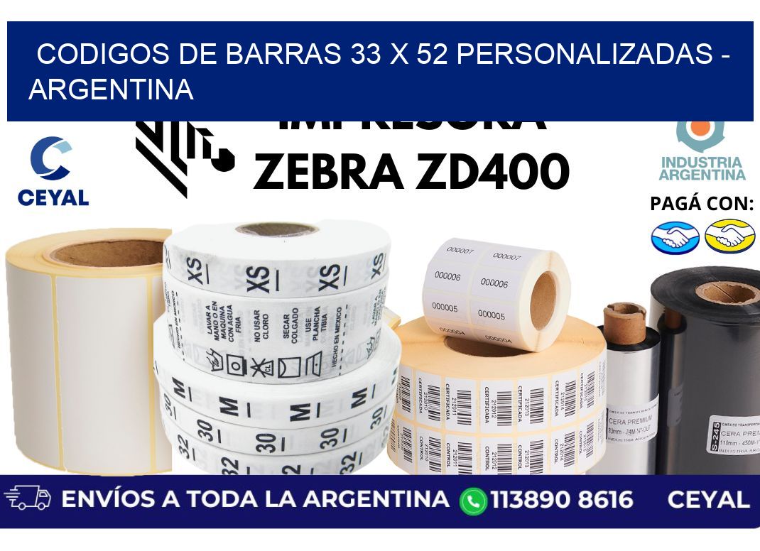 codigos de barras 33 x 52 personalizadas - Argentina