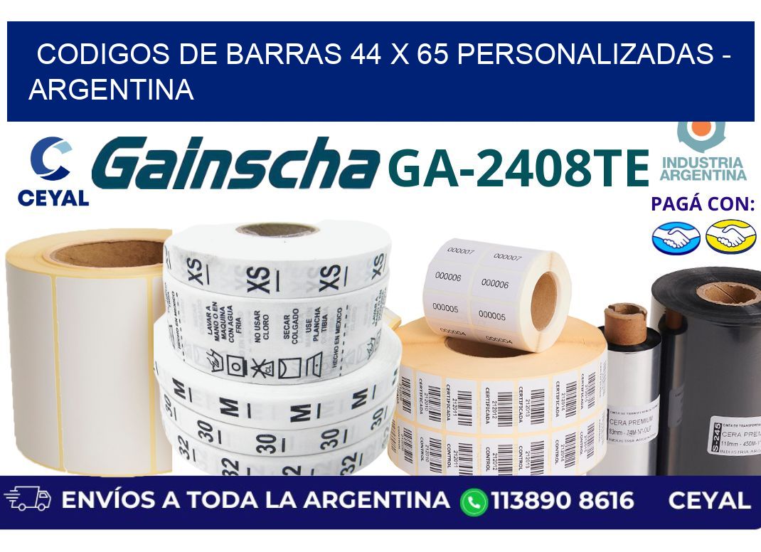 codigos de barras 44 x 65 personalizadas – Argentina