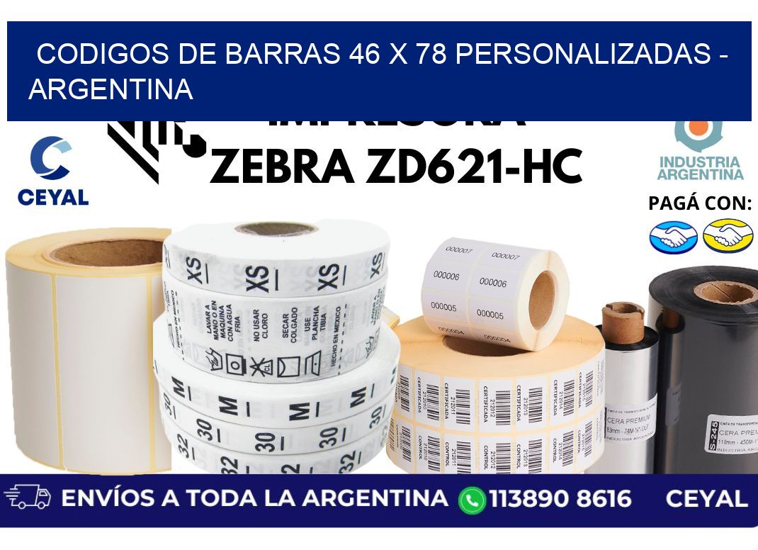 codigos de barras 46 x 78 personalizadas - Argentina