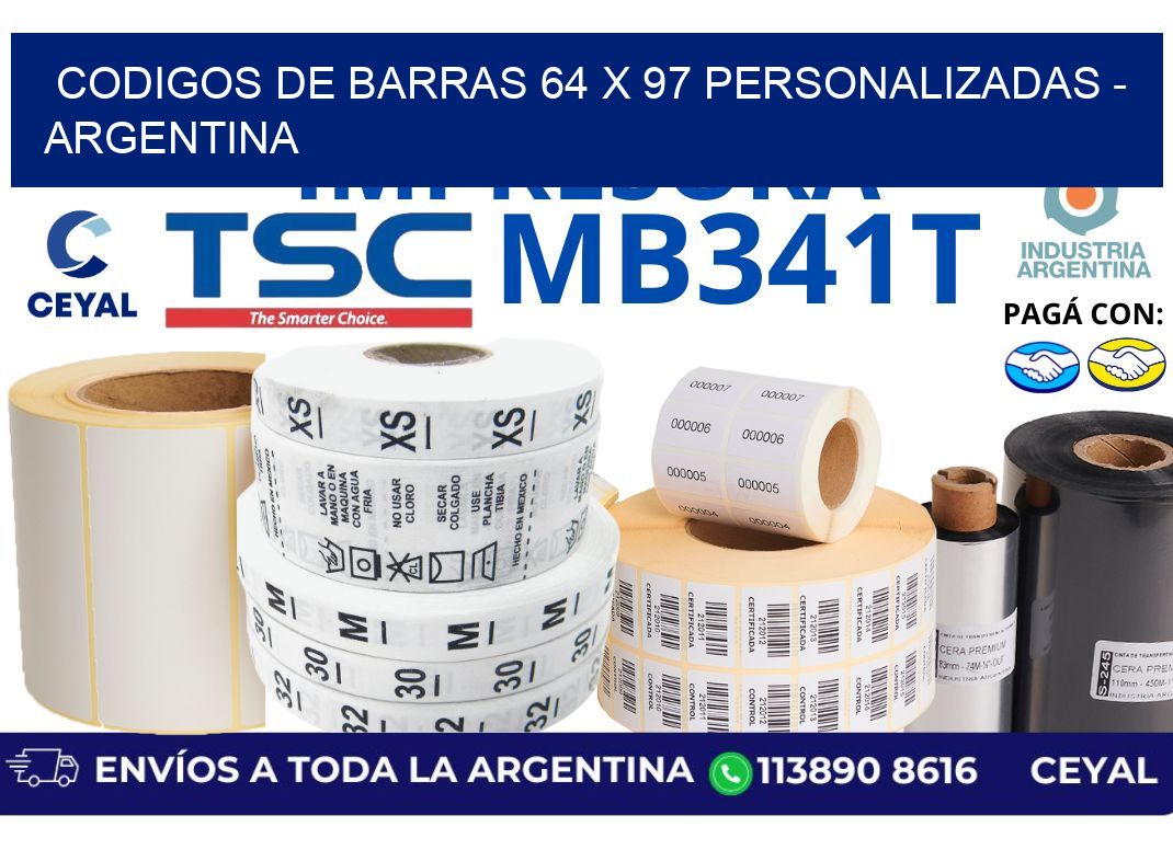 codigos de barras 64 x 97 personalizadas – Argentina