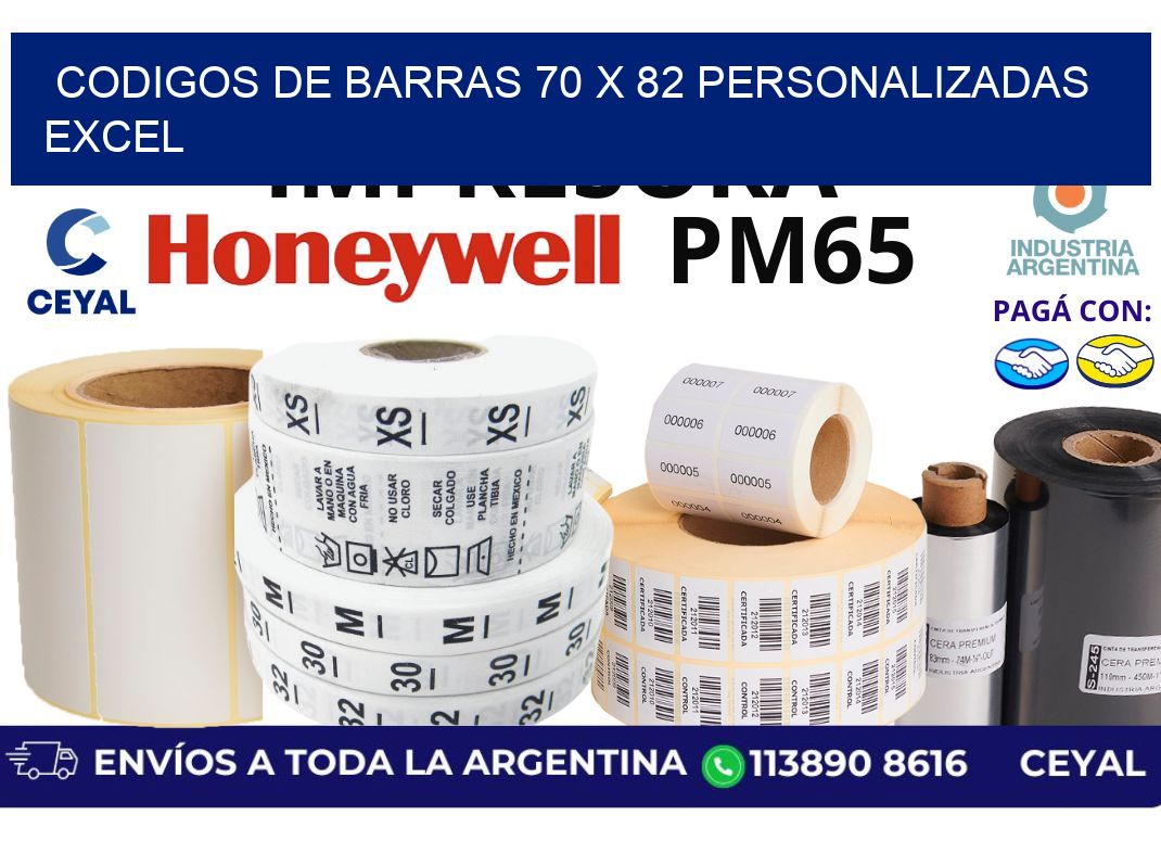 codigos de barras 70 x 82 personalizadas excel