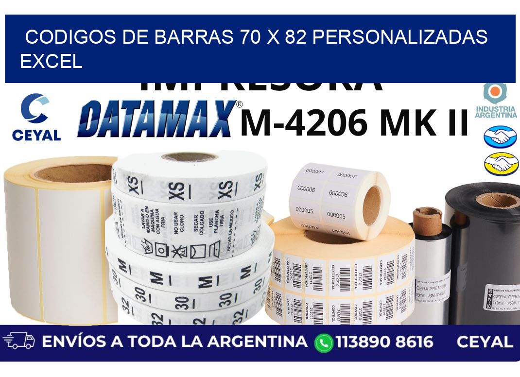 codigos de barras 70 x 82 personalizadas excel