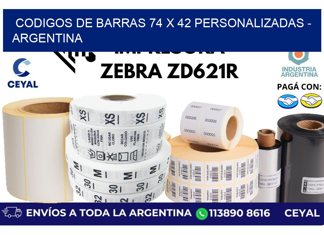 codigos de barras 74 x 42 personalizadas - Argentina