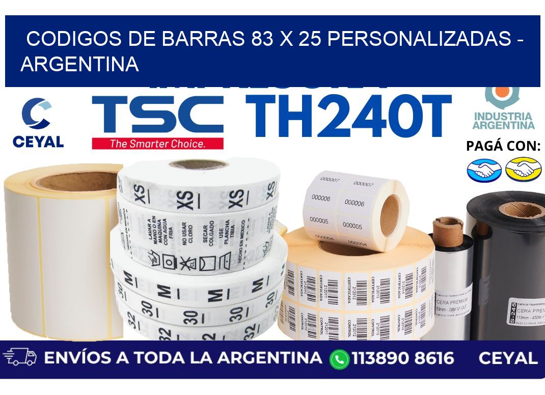 codigos de barras 83 x 25 personalizadas - Argentina