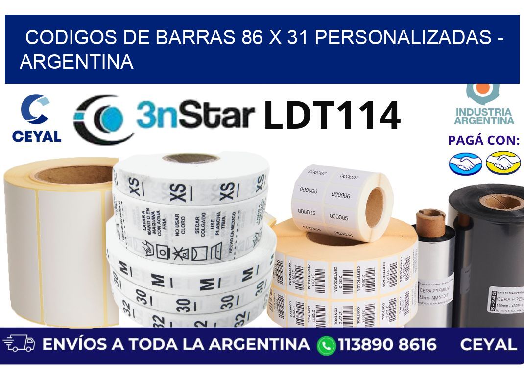codigos de barras 86 x 31 personalizadas - Argentina