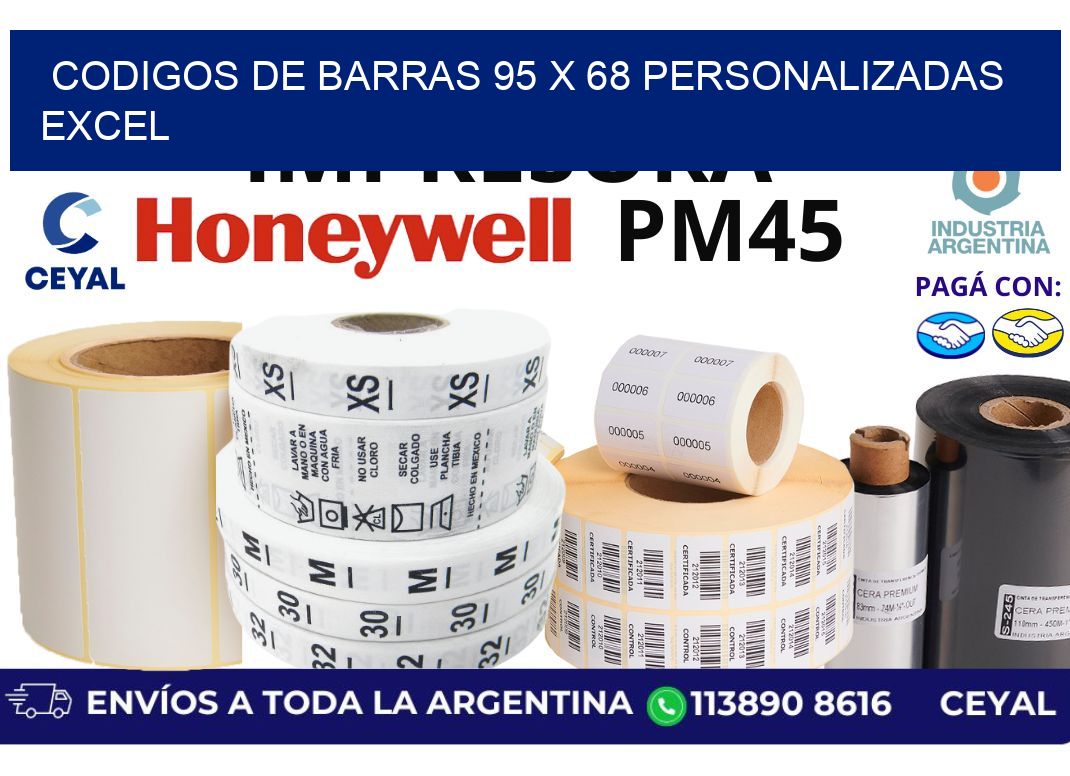 codigos de barras 95 x 68 personalizadas excel