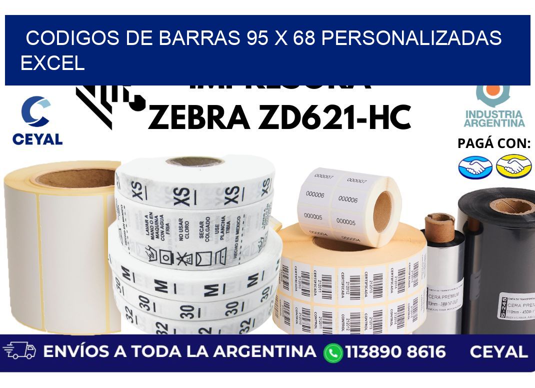 codigos de barras 95 x 68 personalizadas excel