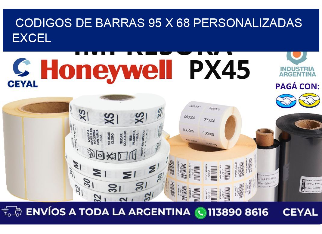 codigos de barras 95 x 68 personalizadas excel