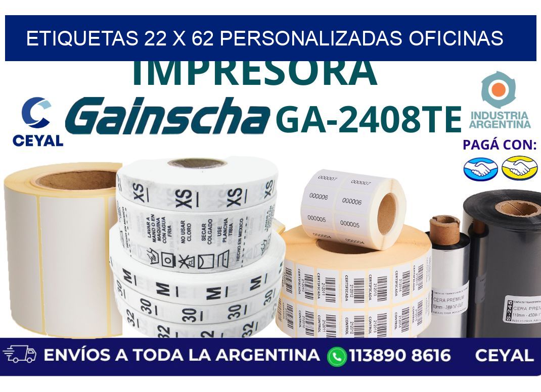 etiquetas 22 x 62 personalizadas oficinas