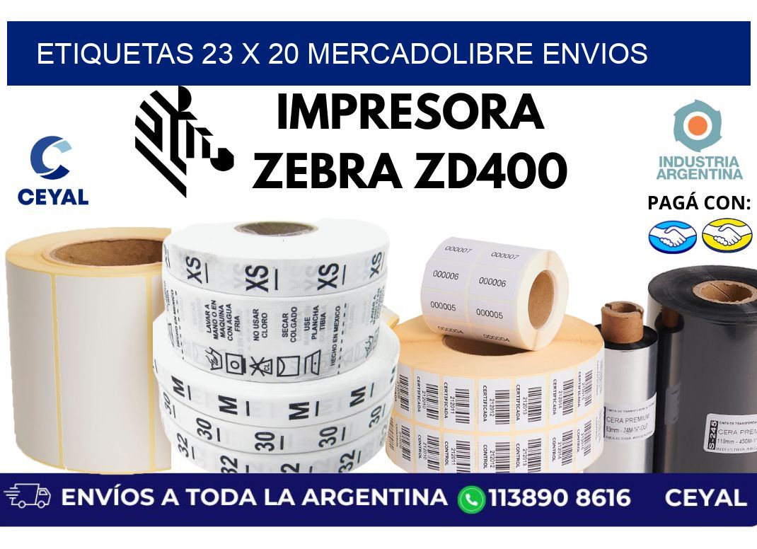 etiquetas 23 x 20 mercadolibre envios