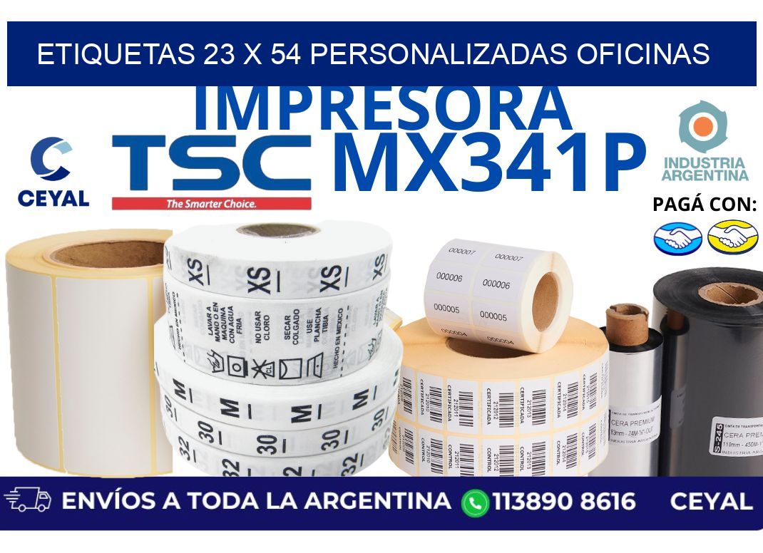 etiquetas 23 x 54 personalizadas oficinas