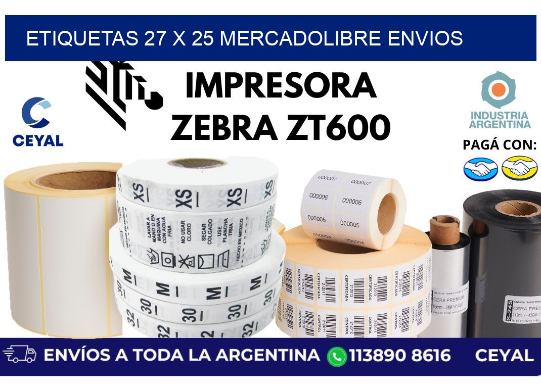 etiquetas 27 x 25 mercadolibre envios