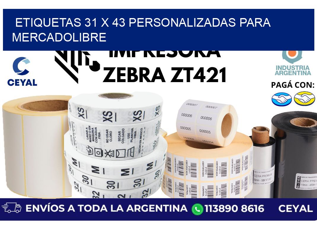 etiquetas 31 x 43 personalizadas para mercadolibre