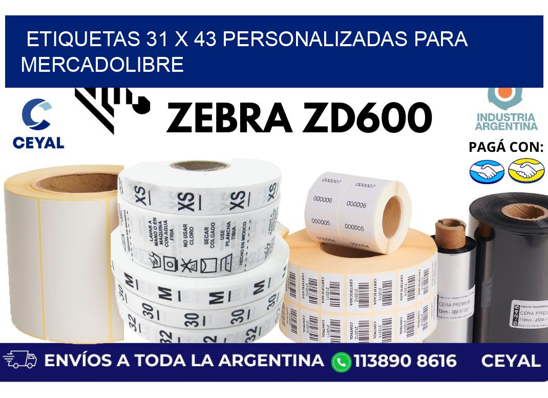 etiquetas 31 x 43 personalizadas para mercadolibre