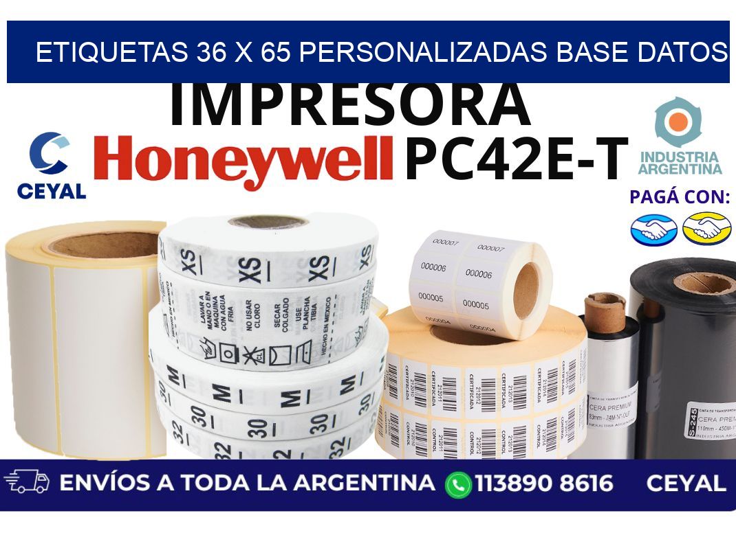 etiquetas 36 x 65 personalizadas base datos