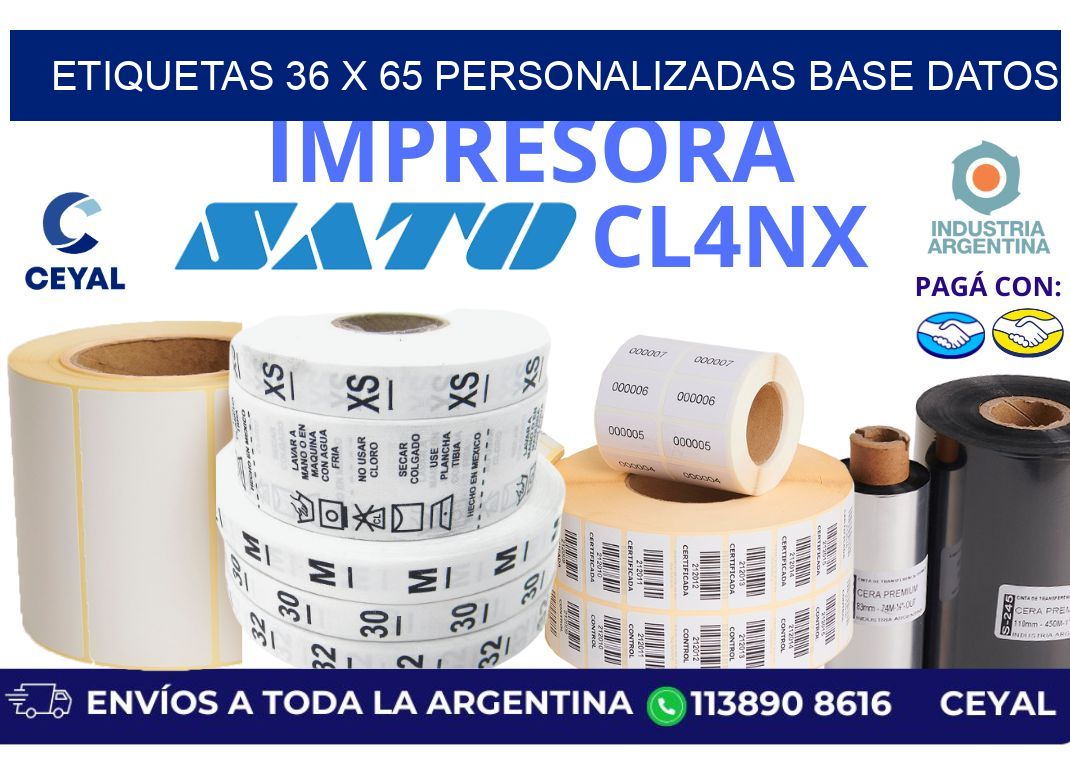 etiquetas 36 x 65 personalizadas base datos
