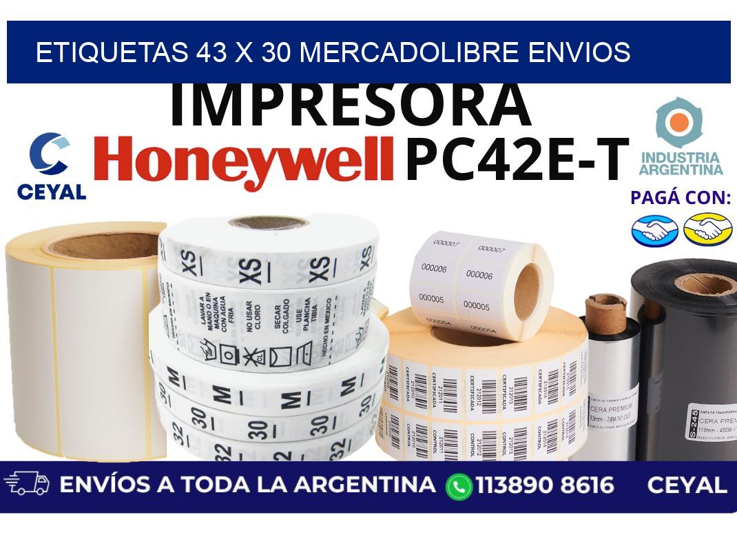 etiquetas 43 x 30 mercadolibre envios