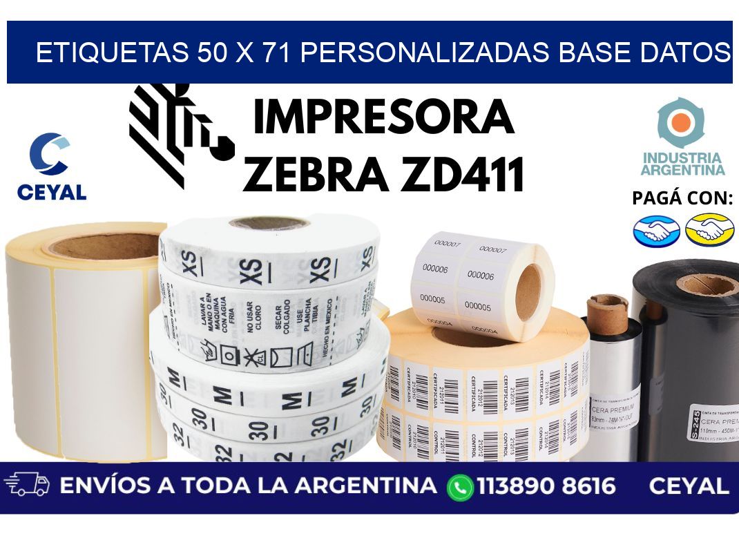 etiquetas 50 x 71 personalizadas base datos