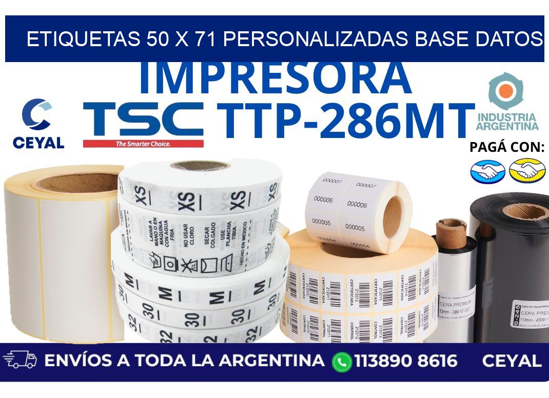 etiquetas 50 x 71 personalizadas base datos