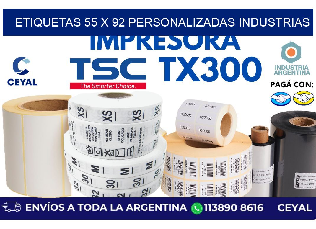 etiquetas 55 x 92 personalizadas industrias