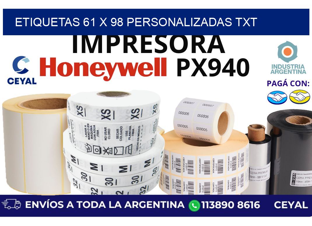 etiquetas 61 x 98 personalizadas txt